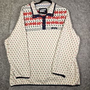 Lands' End Womens White Base Fair Isle Holiday Winter Pullover Size 2X READ